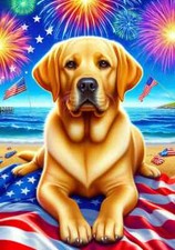 Labrador Retriever Yellow July 4th Flag