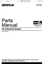 CAT Caterpillar C9 Industrial Engine JSC1-Up Parts Catalog Manual PDF USB