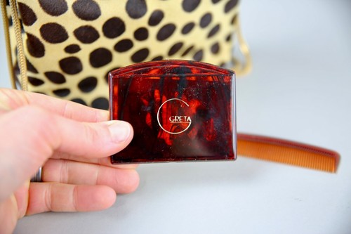 Vintage 60's GRETA soft original faux Leopard bag purse with brass finishings - Picture 13 of 16