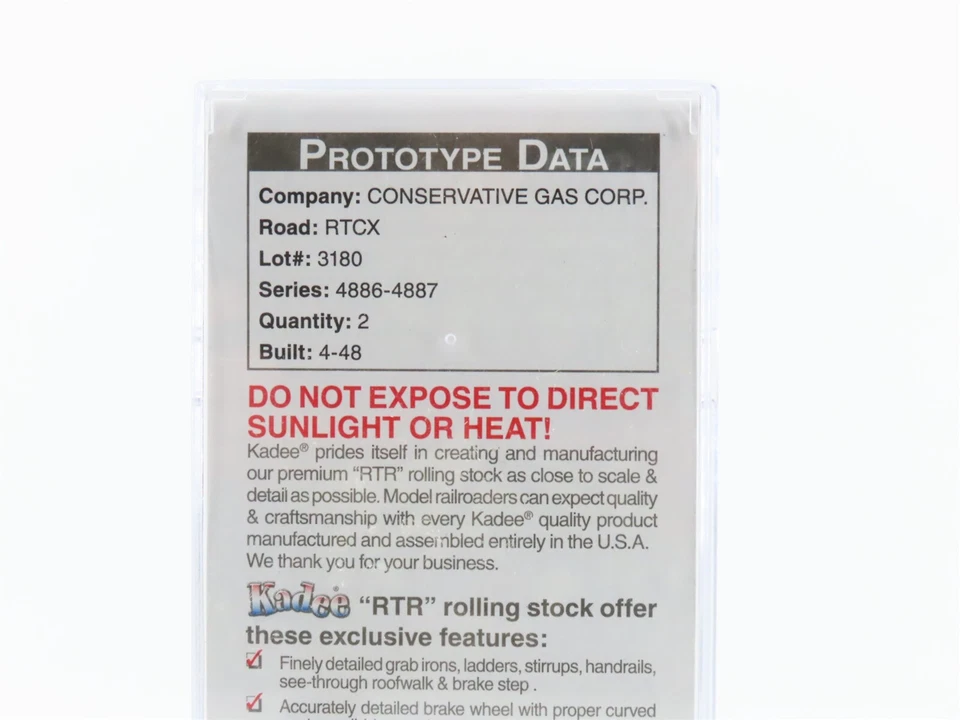 HO Scale Kadee 9018 RTCX Conservative Gas Corporation Tank Car #4886 - Sealed - Image 4 of 4