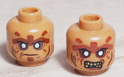 LEGO Head Zombie African American Hispanic 2 Faces 1 Head GOLD TEETH Missing