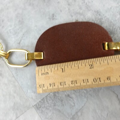 VINTAGE Gold Chain Belt Womens Small Brown Leather Gypsy Oval Link Waist Fashion VINTAGE Gold Chain Belt Womens Small Brown Leather Gypsy  main image 4