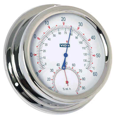 Vion Thermometer Hygrometer  Edelstahl glanz 150mm x 42 mm A130th