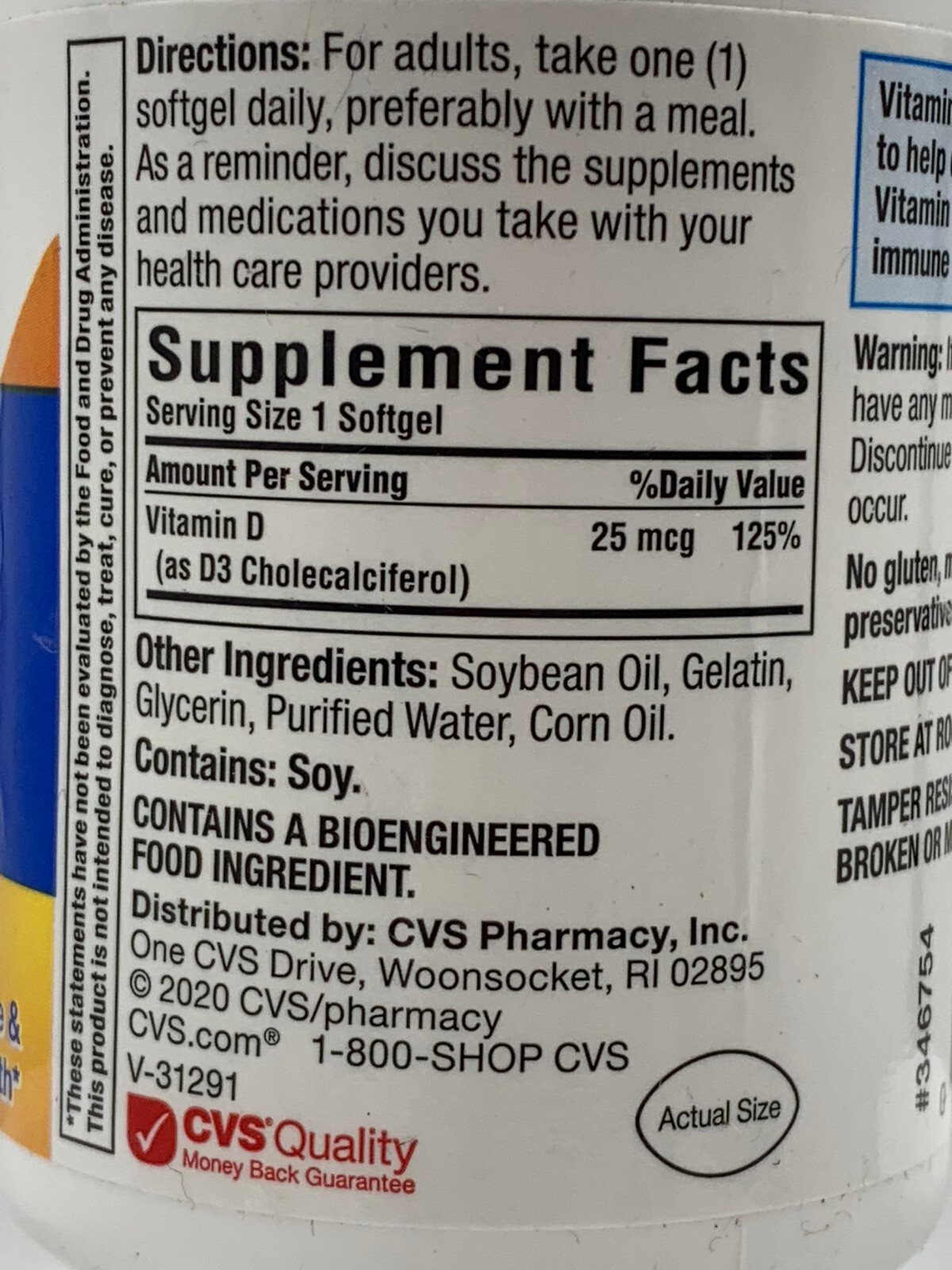 CVS Vitamin D3 25 mcg ( 1000 IU ) Bone Health 5 Pack x 100 Softgels Ea Exp 2/24+ eBay