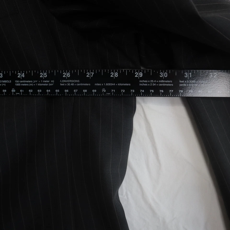 Blazer Burberrys Masculino 54L Dois Botões Jaqueta de Lã Casaco Formal Listrado Preto - Imagem 3 de 4