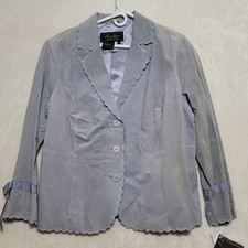 Jerry Lewis Womens Jacket Size P 1x Nwt Genuine Leather Blue Classic Luxuries