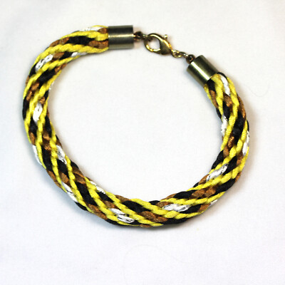 Designer Kumihimo Bracelet Made with Brass End Caps