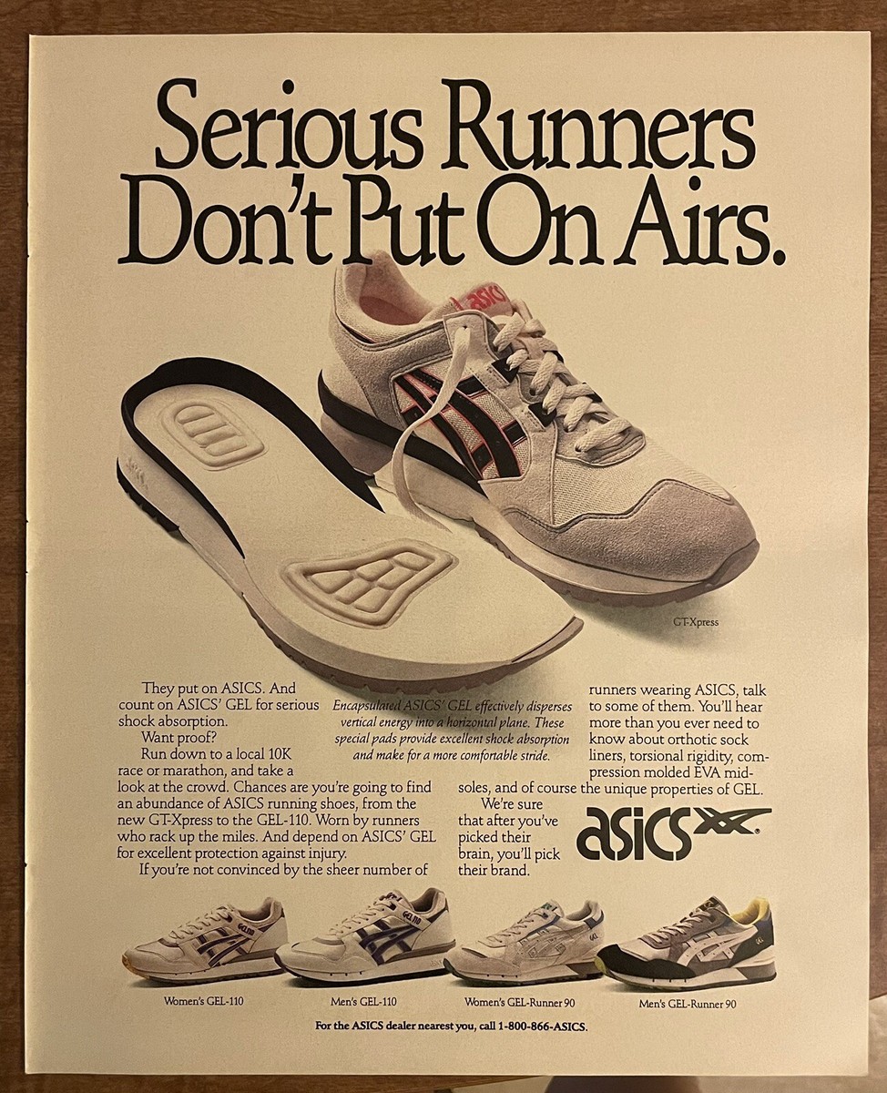 BOLD looking back 90s ポスター 1990 ASICS Sneakers Shoes Serious Runners Don't Put On Airs