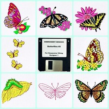 Butterflies 2 Embroidery Designs Floppy Disk for Husqvarna Viking Designer 1