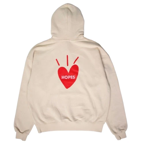 OFF WHITE Felpa con cappuccio pesante HopesBrands Big Heart