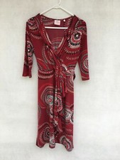 ☘️ Womens Leona By Leona Edmiston Elbow Sleeve Stretch Jersey Wrap Dress Size 8