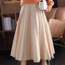 Pure Cashmere High-Waist Pleated Long Skirt Knit Pack Hip New skirt A-Line