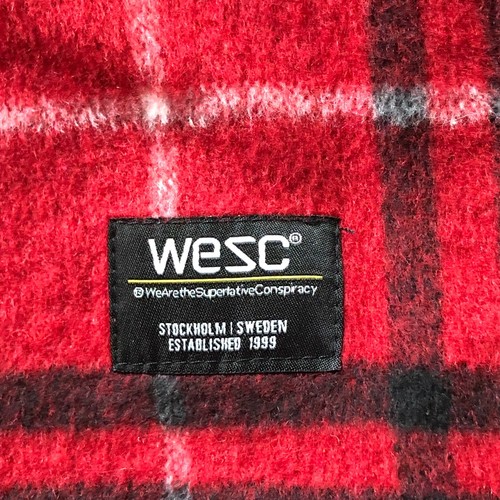 Wesc Liam Jacket Unisex Mens M Womens L Red Plaid Flannel Sherpa Full Zip - Picture 2 of 14