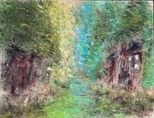 Vintage Impressionist Pastel Gabrielle Bellocq House On The Edge Of The Forest