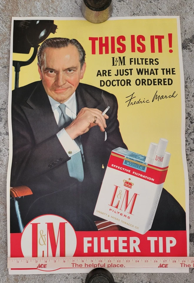 PÓSTER publicitario de tabaco de cigarrillo de L&M con Fredric March Foto 2 de 3