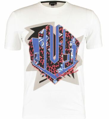 Just Cavalli Herren T-Shirt Designer 3D Schriftzug Logo - Modern/Slim Fit