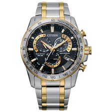 New $750 Citizen Two-Tone Chrono A-T Men's Watch CB5894-50E Atomic Timekeeping