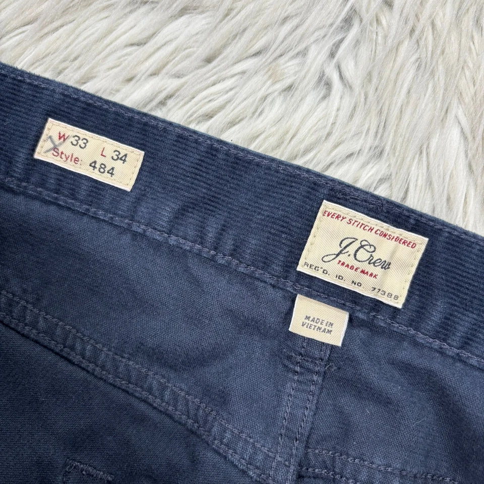 J.Crew Men's 33 x 34 Navy Blue 484 Straight Leg Corduroy Pants - Image 3 of 4