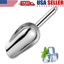 2x Stainless Steel Scoop Bar Ice Candy Dry Goods Popcorn Commercial Scooper 12oz