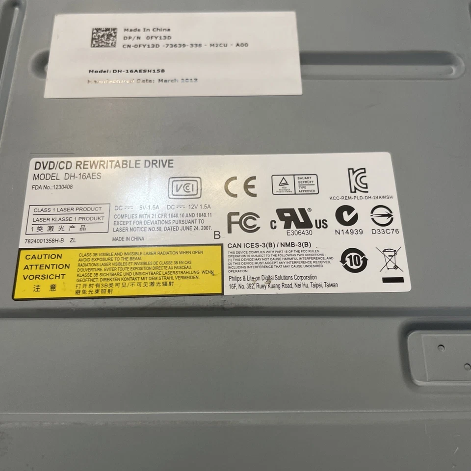 Dell FY13D Philips DH-16AES 16x DVD±RW SATA 5.25" Internal Optical Drive - Image 2 of 3