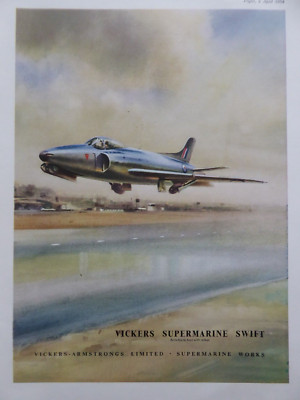 4/1954 PUB VICKERS ARMSTRONGS SUPERMARINE SWIFT ROLLS AVON ORIGINAL ANZEIGE