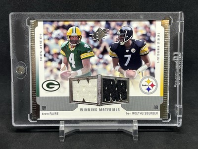 2005 Ben Roethlisberger Brett Favre SPx WINNING MATERIALS DUAL JERSEY RELIC SP