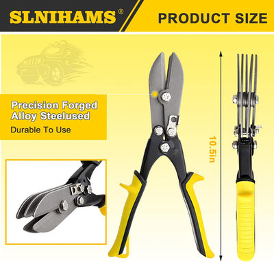 5-Blade Sheet Metal Crimper Tool – Ergonomic Handle, 22 Gauge Galvanized/28 Gauge Stainless Steel, For Duct & Downspout