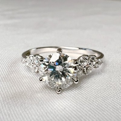 1ct Round Moissanite Engagement Ring 925 Sterling Silver Berlin Love Letter
