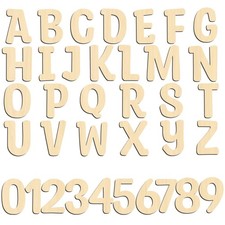 Wooden Letters 3 Inch Unfinished Alphabet Numbers 72 Pcs for DIY Wall Decor