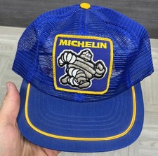 Vintage Michelin Man Trucker Hat Swingster One Size Blue Mesh Snapback USA Made