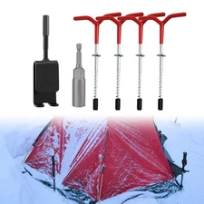 4 Pieces Ice Fishing Anchors Ice Fishing Tent Stakes Ice Anchor Tool Heavy Duty
