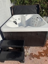Hudson Bay Spas Square Plastic Hot Tub Brown White Cover Steps Hydrotherapy Jets
