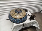 Vintage Large Tiffany Style Stained Glass Hanging Lamp 22" Diameter