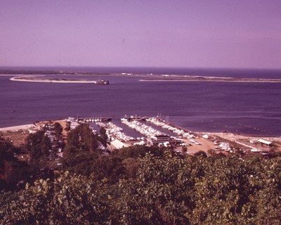 Ocean Harbor Waterfront Aerial View Sandy Hook Jersey City NJ 8x10 PHOTO 1973