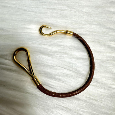 HERMES Jumbo Bracelet Brown Gold Leather Hook Design 7.1in | eBay