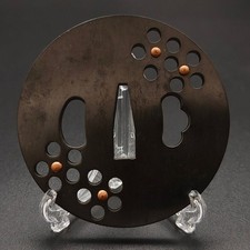 Japanese Tsuba Tosogu Sukashi Ironji Katana Fittings Iron Ground Design