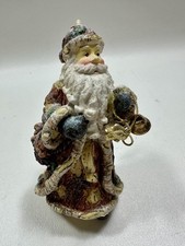 Vintage Old World Santa Claus Figurine 5" Tall Folk Art Resin Ornament Or Stand