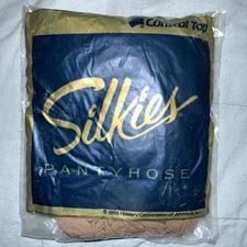 NEW 1993 Silkies Pantyhose 105 Control Top Hose with Support Legs, Med-Nude