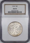 1934 NGC AU55 Walking Liberty Silver Half Dollar Almost Uncirculated