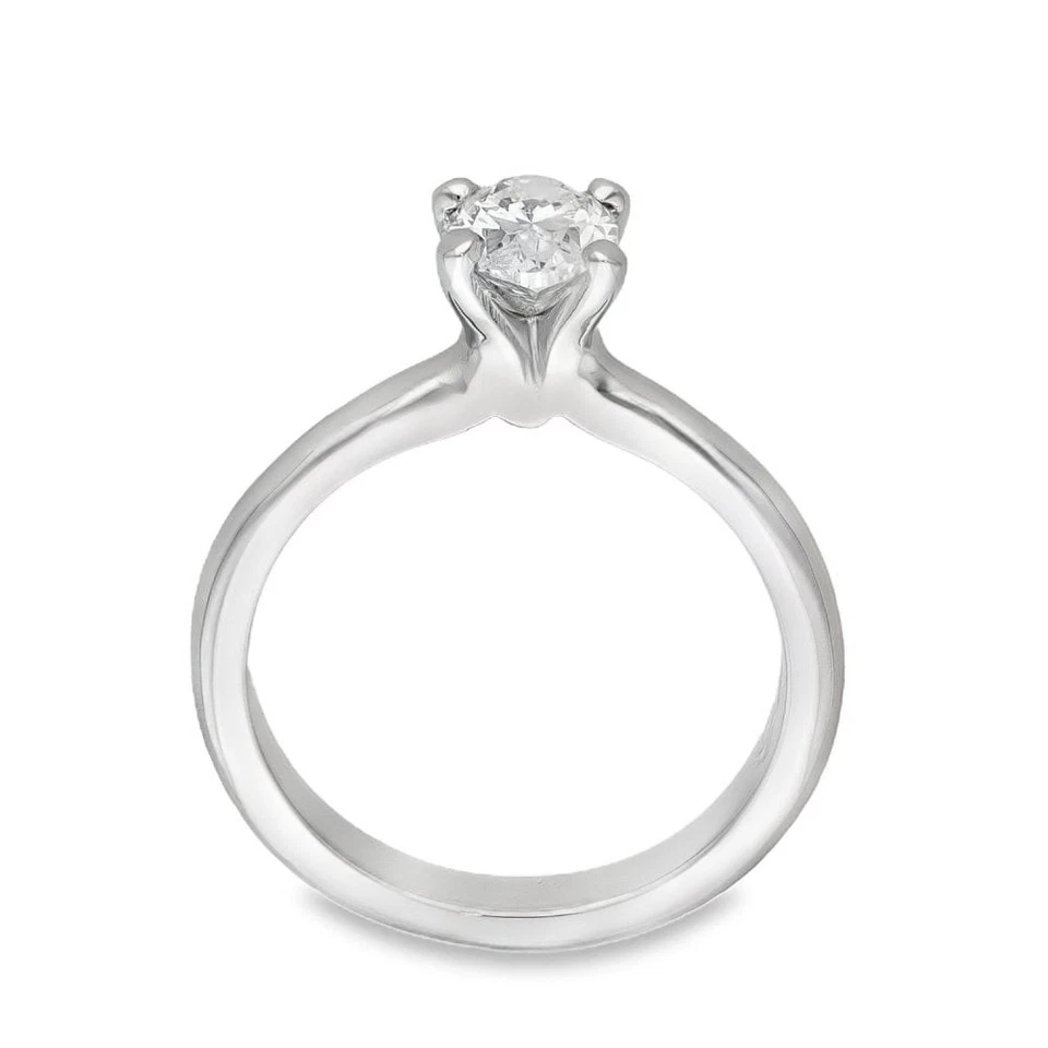 Anillo de compromiso de platino con diamantes de corte ovalado - 0,91 quilates - talla L Foto 3 de 4