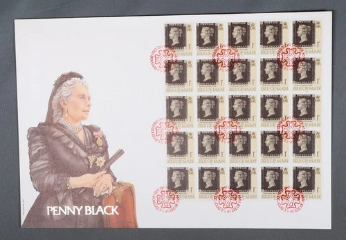 MayfairStamps Isle of Man FDC 1990 5 Strips of Penny Black First Day Cover aax_6