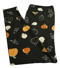 LuLaRoe Leggings TC2 Tall Curvy 2 Pumpkin AUTUMN Fall Fun SKULL Crow Bird Raven