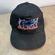 Vtg 90s Chevy Thunder Black Chevrolet Baseball Hat Truckcar Snapback Racing Cap