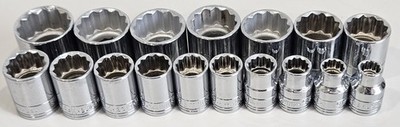 S-K Tools 3/8'' Drive 12 Point Metric Shallow 17 Pc. Socket Set 8mm-24mm