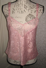 Vtg Victoria's Secret peach floral camisole w lace trim, ladies' size M