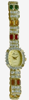 Luis Santini Women s Quartz Watch Gold Tone Crystal Rhinestone Bracelet Japan