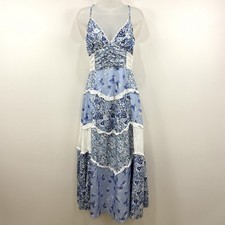 Cottagecore Babydoll Patchwork Maxi Dress S Fairy Romantic Coquette Prairie