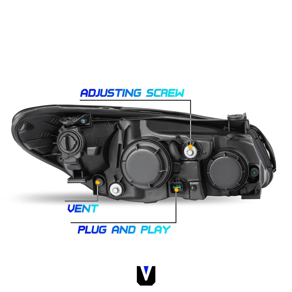 For 2007-2010 Hyundai Elantra Halogen Chrome Amber Headlights Set Assembly Pairs - Image 4 of 4