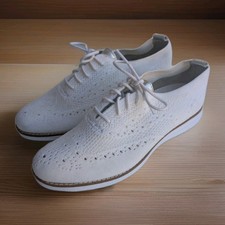 Cole Haan Womens Grand Stitchlite Wingtip Oxford White Knit Shoe W11514 Size 7B