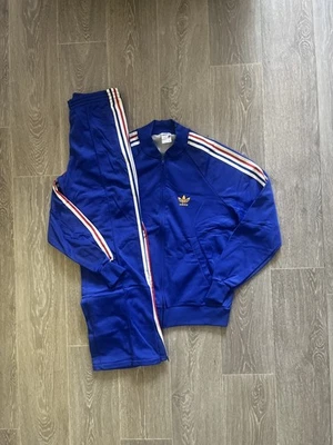 VTG 70s Adidas Ventex French National Team Tracksuit Made in France Blue FFF M. - Photo 1/4